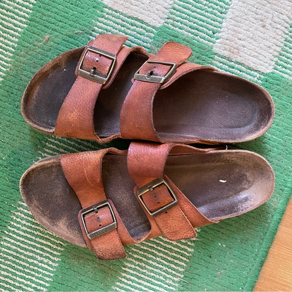 Brown/orange Birkenstocks